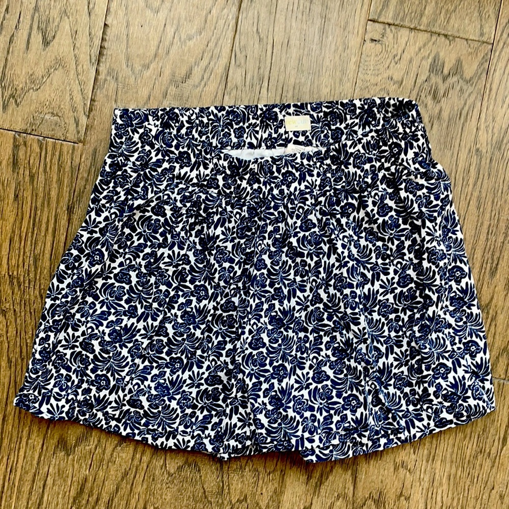 JCrew Crewcuts Navy/White Floral Girls Skort